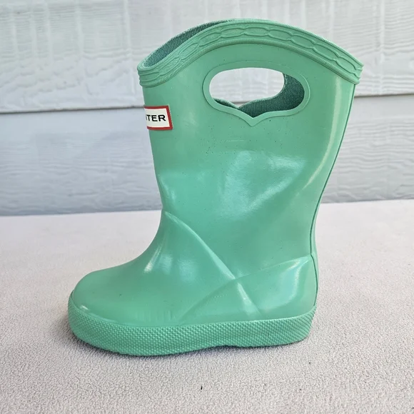 Hunter Classic Pull On Rain Boots Toddler Girl SZ 7 US Green Mint Waterproof - Picture 5 of 12